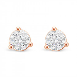 Solitaire Diamond Stud Earrings in a 3-Claw Setting, Set 18ct Rose Gold. Tdw 0.70ct